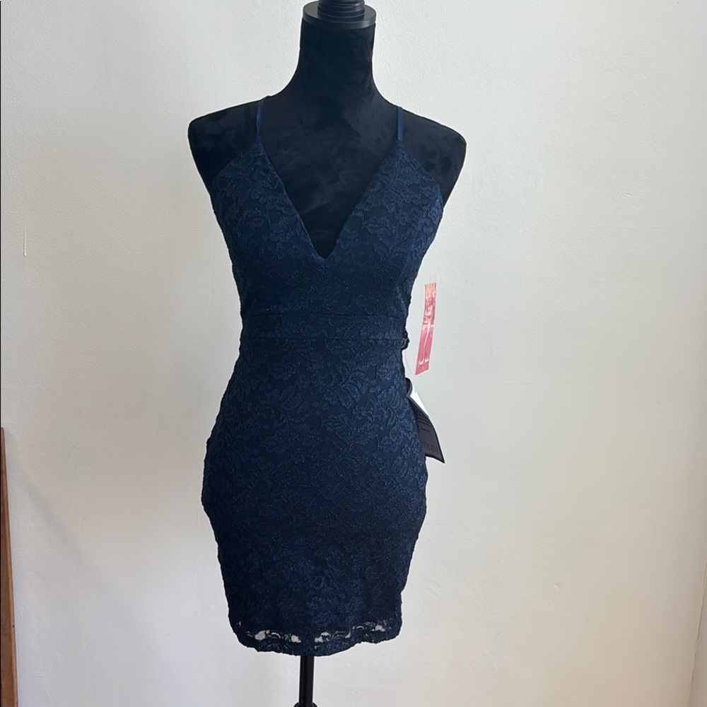 Elegant Navy Lace Dress